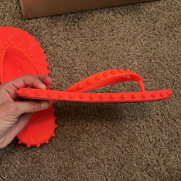 Christian Louboutin Super Loubi Bright Orange Sandals - Picture 4 of 6
